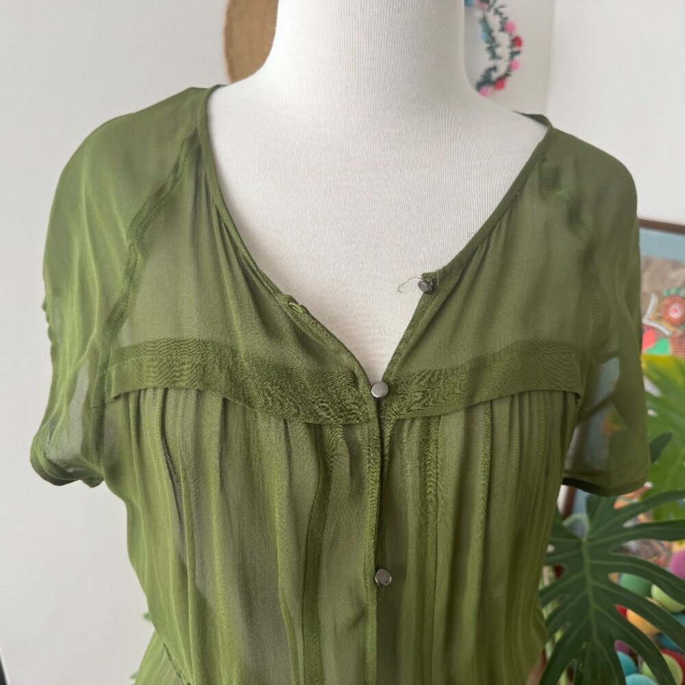 Anthropologie Maeve Green Sheer Midori Duster Cardigan Size X Small XS - Picture 4 of 11
